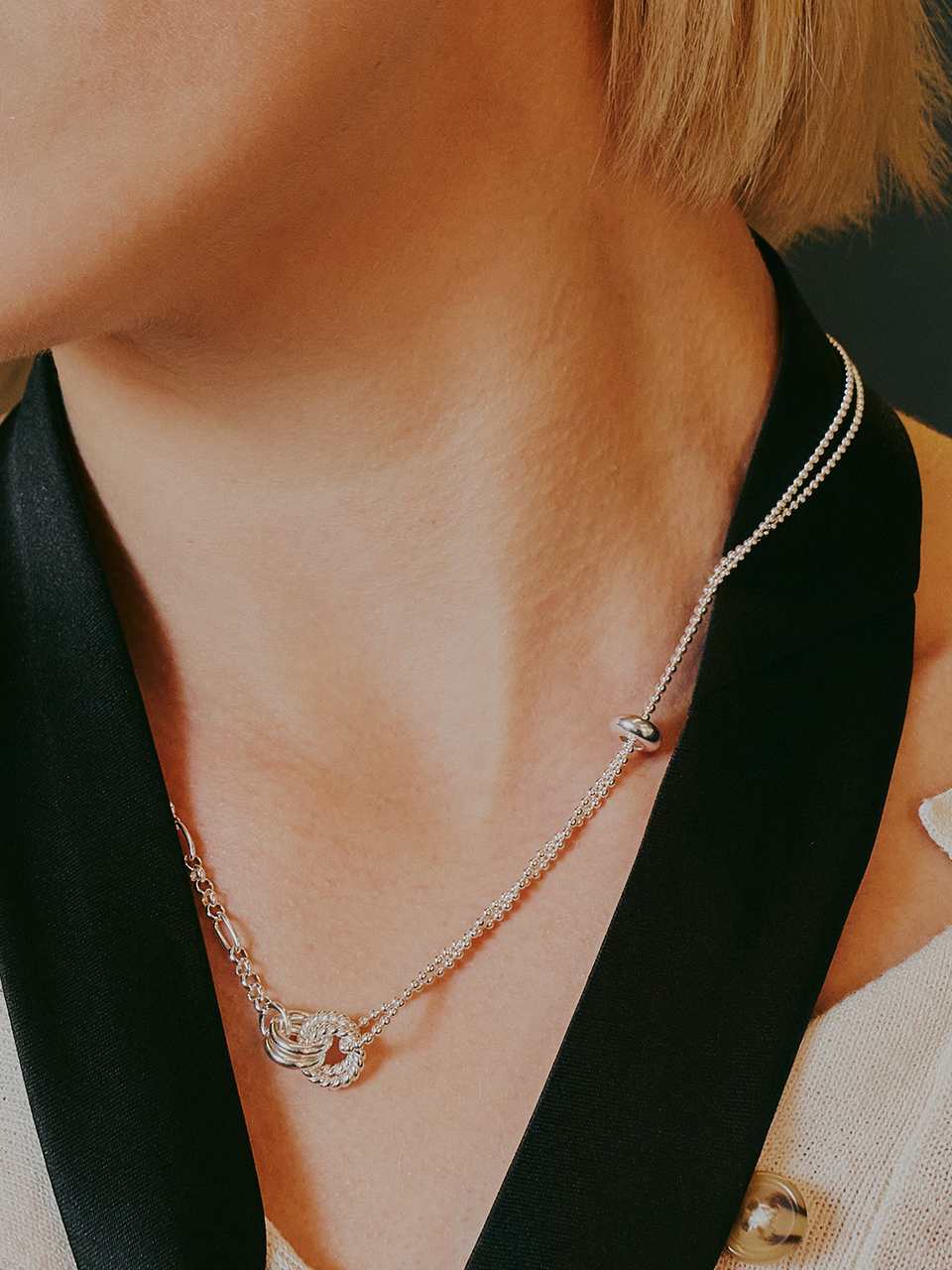 [sv925]Chain combi necklace - DENU