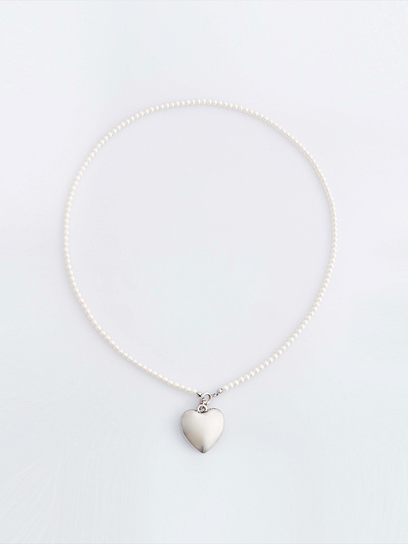 Pearl Strap Heart Long Necklace - DENU