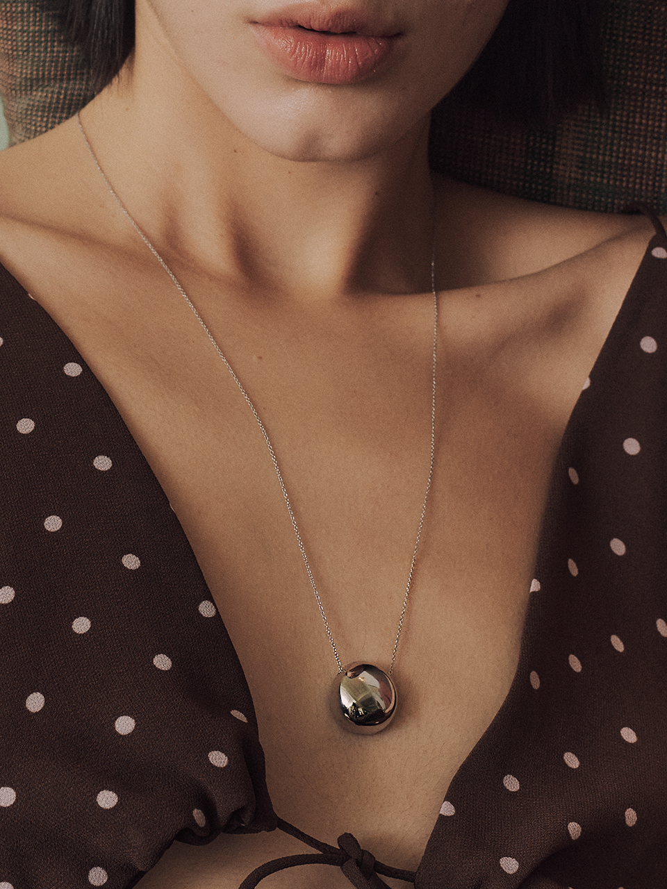 pebble pendant Necklace [Silver] - DENU