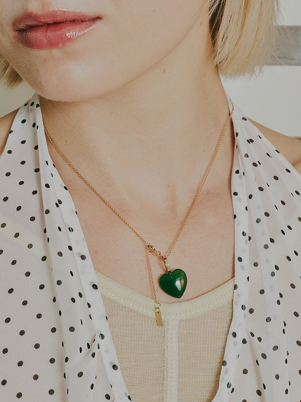 [sv925]Heart quartz necklace - DENU